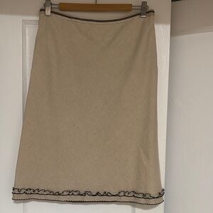 LOFT Cream A-Line Skirt with Black Accents
